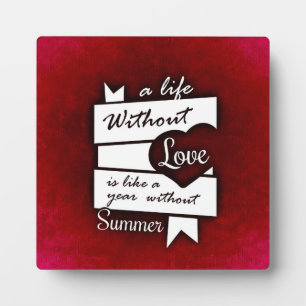 Plaque Photo Citation Inspirante sur l'Amour sur Fond Rouge