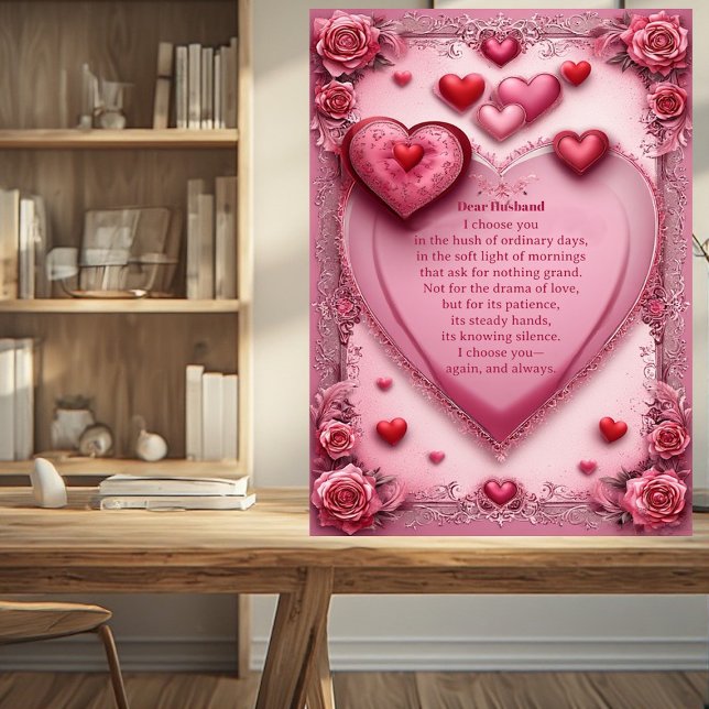 Plaque Photo Citation romantique courte pour couples Rose Cœurs (Short Romantic Quote Couples Rose Hearts Vintage Plaque)
