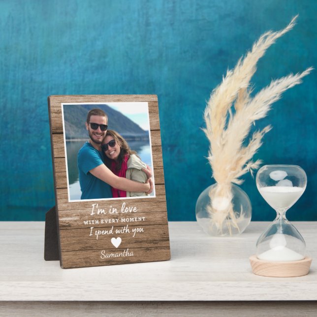Plaque Photo Citation Rustic Wood Love Couple Anniversaire Phot (Côté)