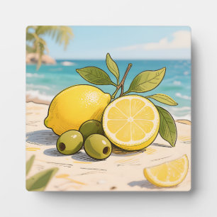 Plaque Photo Citron Soleil Olive Fraîcheur Bord de Mer