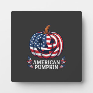 Plaque Photo Citrouille Américaine Halloween Drapeau Usa Étoile