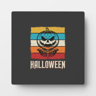 Plaque Photo Citrouille Crâne Halloween Rétro Vintage