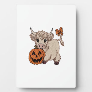 Plaque Photo Citrouille de vache des Highlands d'Halloween