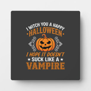 Plaque Photo Citrouille de vampire drôle d'Halloween