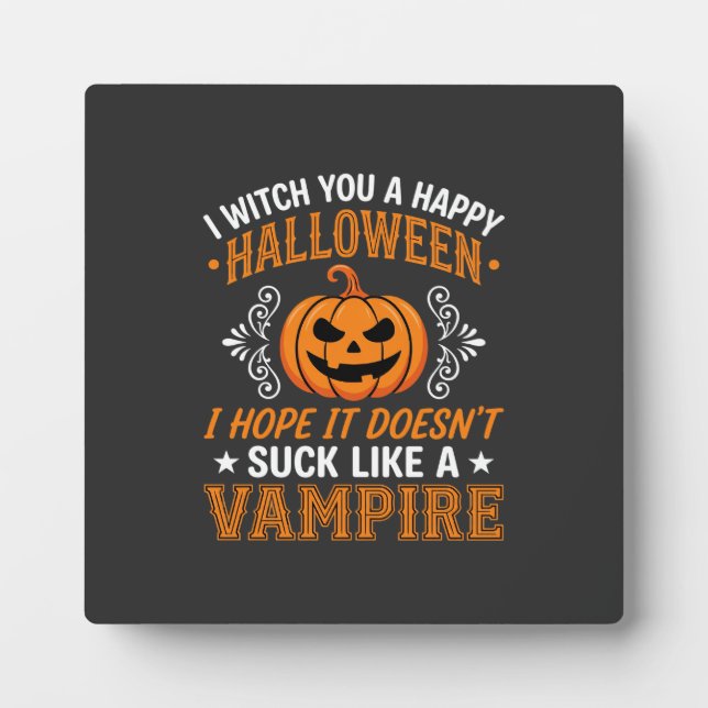 Plaque Photo Citrouille de vampire drôle d'Halloween (Devant)