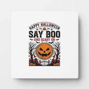 Plaque Photo Citrouille d'Halloween dit Boo Épouvantable Vintag