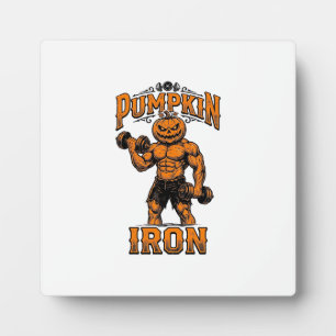 Plaque Photo Citrouille Fer Vintage Bodybuilder Halloween Desig