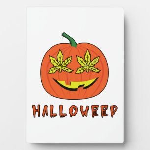 Plaque Photo Citrouille Hippie Drôle de Halloweed Halloween