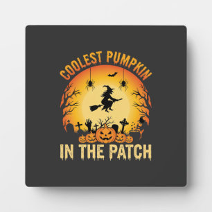 Plaque Photo Citrouille la plus cool d'Halloween dans le patch