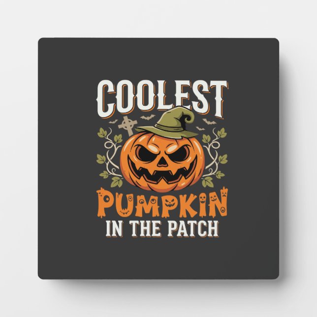 Plaque Photo Citrouille la plus cool du patch design Halloween (Devant)