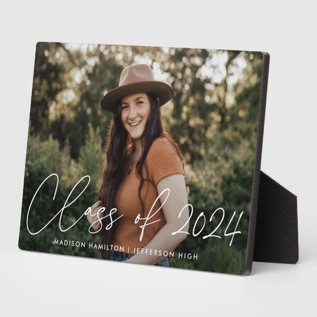 Plaque Photo Classe de 2023 Modern Script Graduation Photo (Côté)