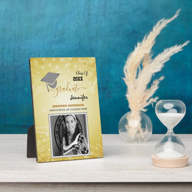 Plaque Photo Classe élégante de 20XX, Photo, Topper Graduation (Côté)