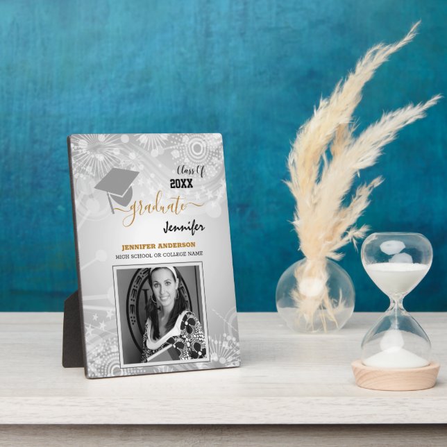 Plaque Photo Classe élégante de 20XX, Photo, Topper Graduation (Côté)