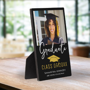 Plaque Photo Classe moderne Black & Gold de 2025 Casquette de 2