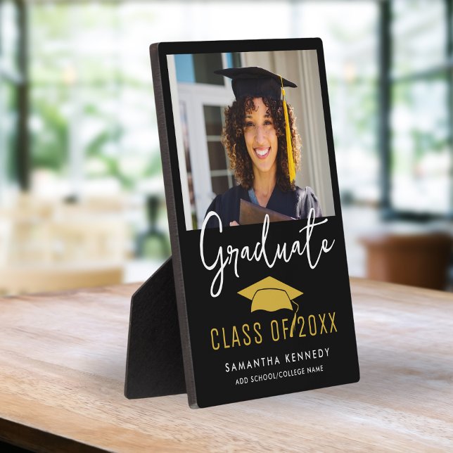 Plaque Photo Classe moderne Black & Gold de 2025 Casquette de 2 (Créateur téléchargé)