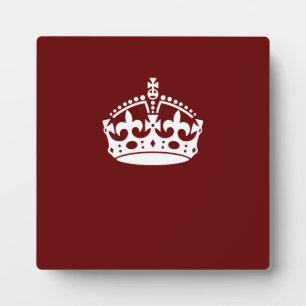 Plaque Photo Classic Keep Calm Crown sur Bourgogne Rouge