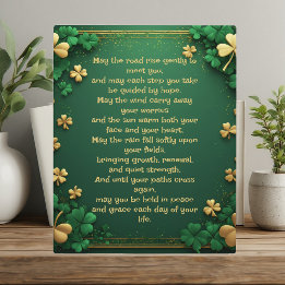 Plaque Photo Classic Shamrock Celtic Irish Blessing Good Luck