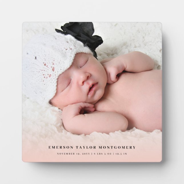 Plaque Photo Classic Simple rose Gradient Nouveau bébé Photo (Devant)