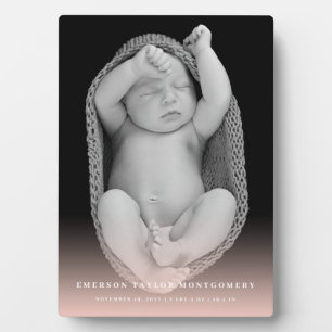 Plaque Photo Classique Simple Blush Rose Gradient Baby Girl Pho