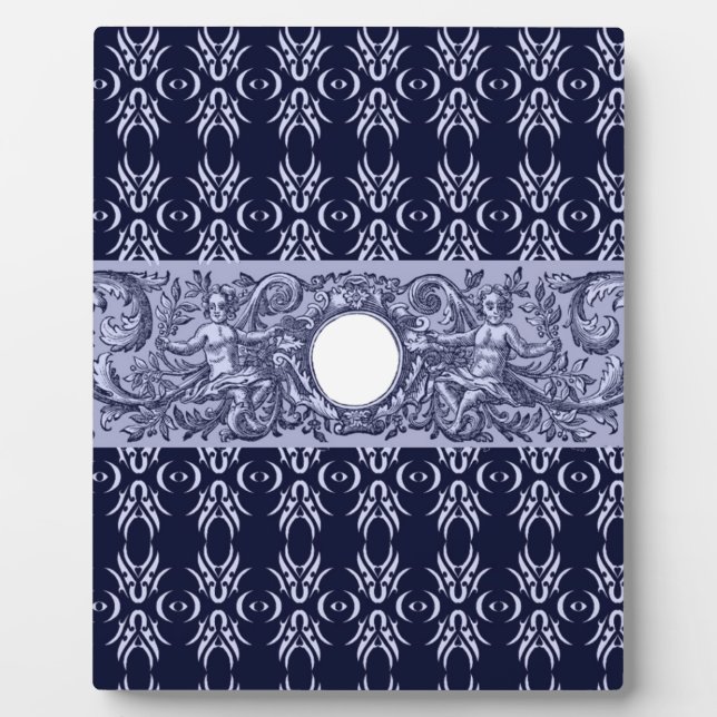 Plaque Photo Classy Blue Baroque Motif par LeahG - cherubs (Devant)