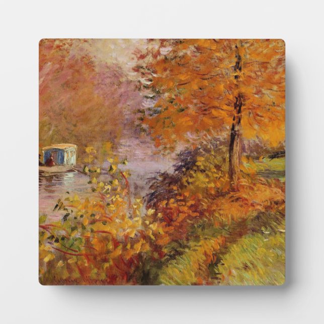 Plaque Photo Claude Monet, Le bateau-atelier, (Devant)