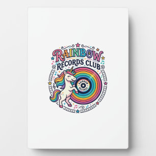 Plaque Photo Club de disques Licorne Arc-en-ciel Fond Blanc Mig