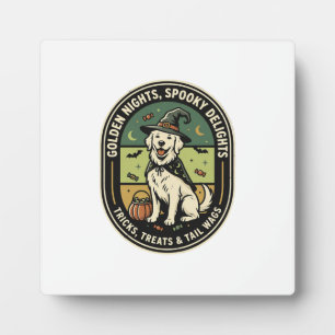 Plaque Photo Club de nuit effrayant Golden Retriever Halloween