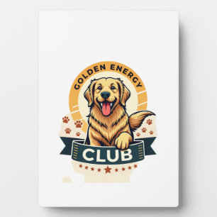 Plaque Photo Club Énergie Dorée Golden Retriever Chien Vintage 