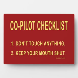 Plaque Photo Co-Pilot Checklist: Home: Signs: