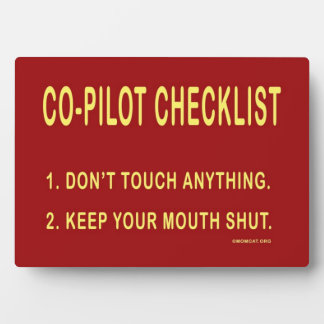 Plaque Photo Co-Pilot Checklist: Home: Signs:
