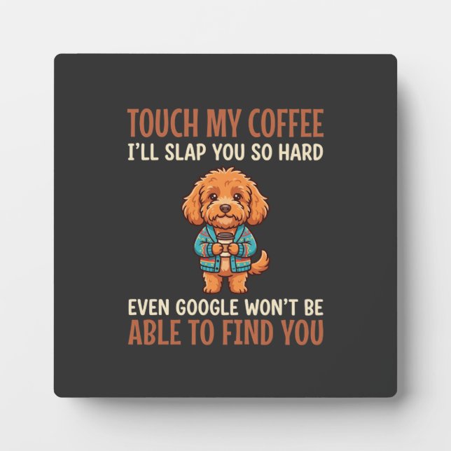 Plaque Photo Cockapoo Amoureux de Café Drôle (Devant)