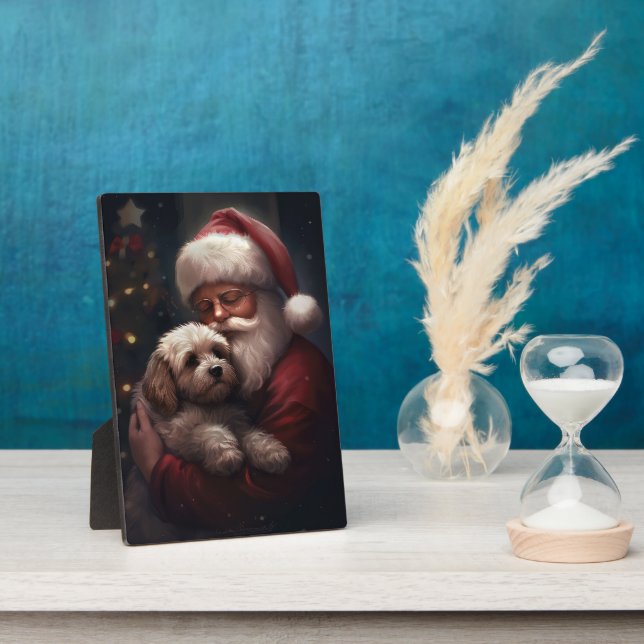 Plaque Photo Cockapoo avec le Père Noël Festif Noël  (Côté)