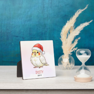 Plaque Photo Cockatiel Personnalisé Portant un Chapeau de Père