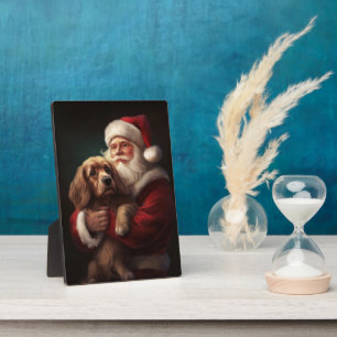 Plaque Photo Cocker Spaniel avec le Père Noël Festif de Noël