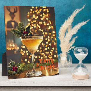 Plaque Photo Cocktail de Noël du milieu du siècle Merry & Brigh