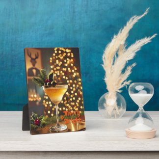 Plaque Photo Cocktail de Noël du milieu du siècle Merry & Brigh