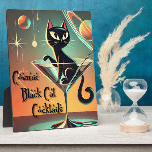 Plaque Photo Cocktails de chat noir cosmique futuriste atomique