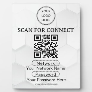 Plaque Photo Code QR de réseau WiFi personnalisé simple mot de