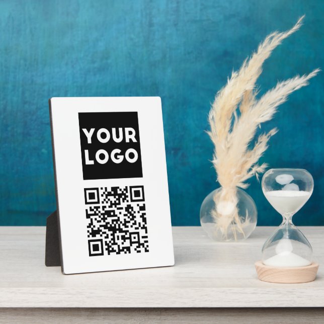 Plaque Photo Code QR éditable & Votre logo ou image d'entrepris (Côté)