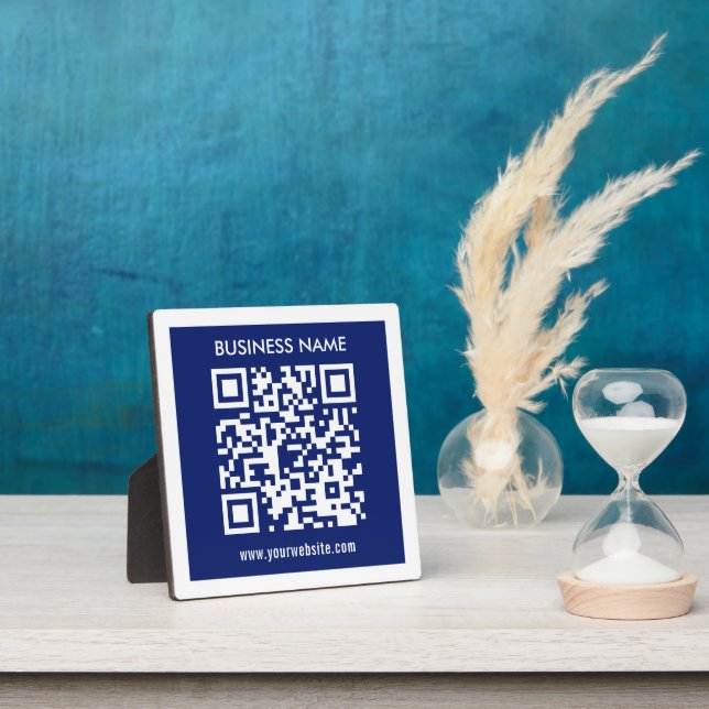Plaque Photo Code QR (généré instantanément) modifiable | Bleu  (Insitu)
