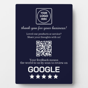 Plaque Photo Code QR Navy Affichage des avis Google Business