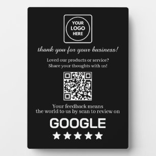 Plaque Photo Code QR noir Affichage des avis Google My Busine