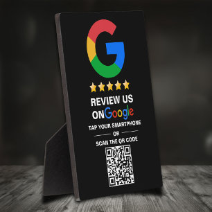 Plaque Photo Code Qr personnalisé simple Google Review Black