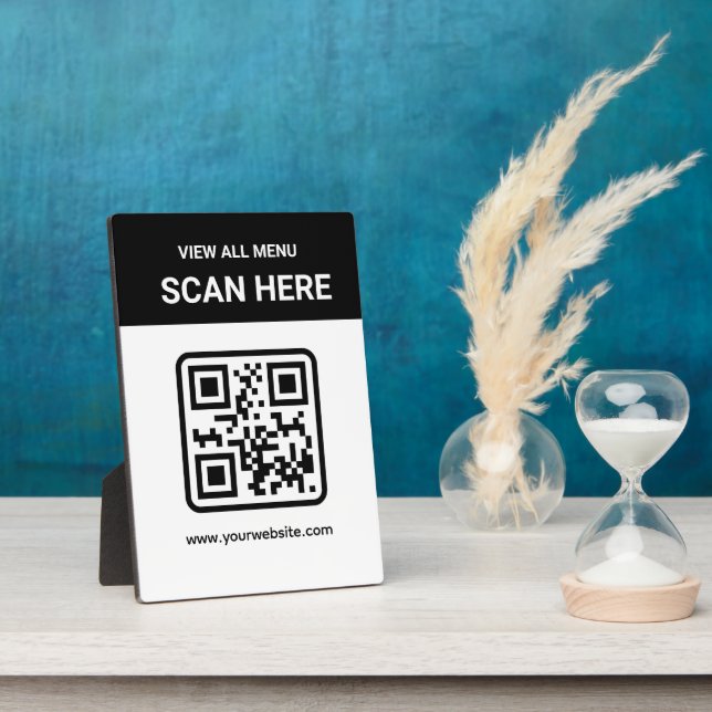 Plaque Photo Code QR personnalisé simple moderne | Menu numériq (Côté)
