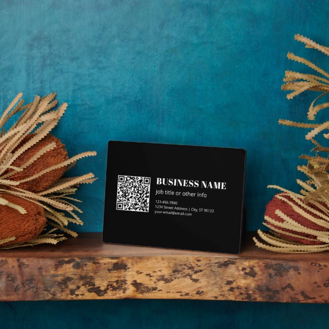 Plaque Photo Code QR personnalisé & Texte rétro-moderne modifia (Côté)
