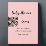 Plaque Photo Code QR simple bébé texte ajouter nom fete prénata<br><div class="desc">Conçu pour la fête prénatale</div>