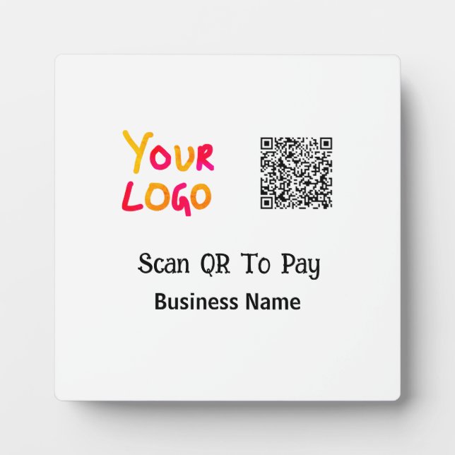 Plaque Photo Code QR simple et minimal pour payer le nom de l'e (Devant)