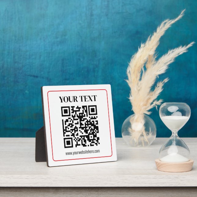 Plaque Photo Code QR simple noir et blanc avec bordure rouge (Insitu)