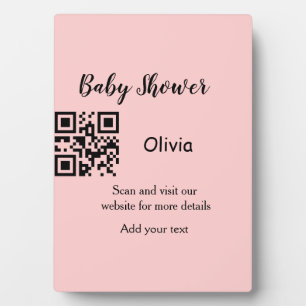 Plaque Photo Code QR simple pour baby shower avec nom et texte