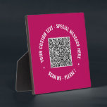 Plaque Photo Code QR Texte et couleurs personnalisés Votre cade<br><div class="desc">Couleurs et polices personnalisées - Concevez votre propre plaque personnalisée avec votre code QR Numériser Info Texte personnalisé Couleurs personnalisées Boutique personnalisée ou personnalisées Plaques / Cadeau moderne - Ajouter votre code QR - Image - Photo ou logo / et texte - Nom ou autre info / message - Redimensionner...</div>